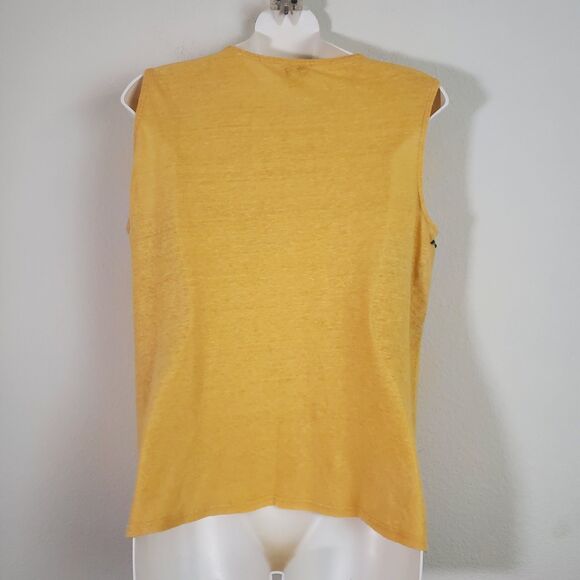 Sundance Women's Top Medium Yellow Embroidered Linen Flowy Boho Coastal Cowgirl - Picture 7 of 9